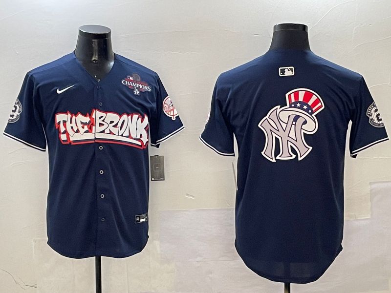 Men New York Yankees Blank Drak Blue four generations Joint Name 2025 Nike MLB Jersey style 17